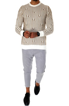 Pulover barbati, T3575, slim fit, alb, gros, fashion, Alb Pulover barbati, T3575, slim fit, alb, gros, fashion, Alb