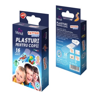Plasturi Minut pentru copii TATTOO efect, 16 buc Plasturi Minut pentru copii TATTOO efect, 16 buc
