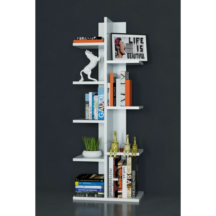 Woody Fashion Tree fali polc, 45 x 22 x 121,8 cm, Fehér