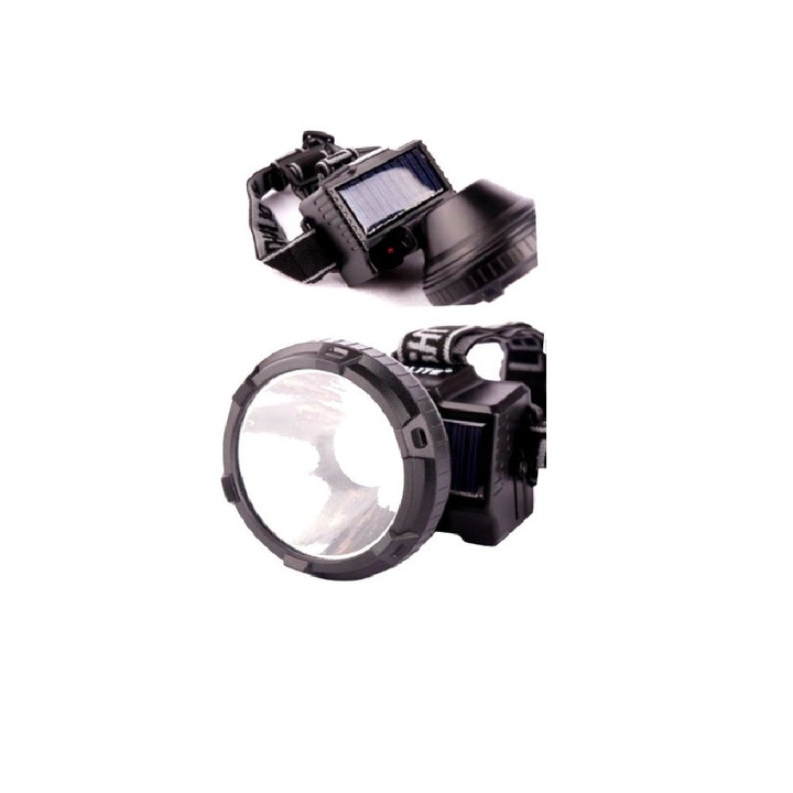 Фенер Gd Light, мощен, челник, вграден акумулатор, соларен панел, GD-216S