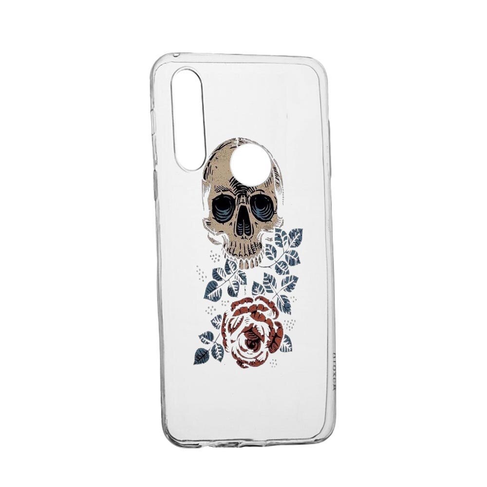 Husa Silicon Skull, Rose, Compatibila cu Alcatel 3L (2020), rezistenta la uzura, anti-alunecare, 251