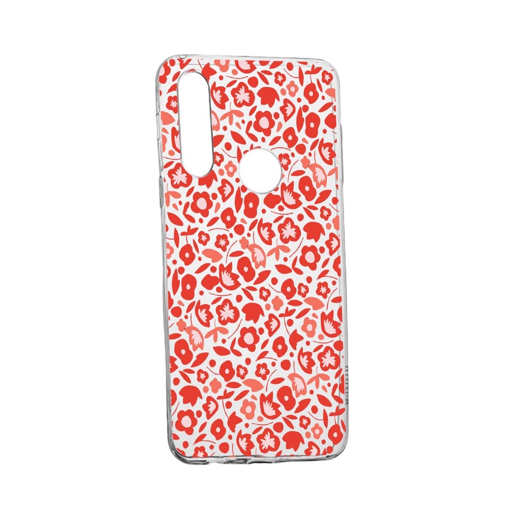 Husa Red Floweres Pattern, pentru Huawei Y6p, rezistenta la uzura, anti-alunecare, din silicon Premium, 631