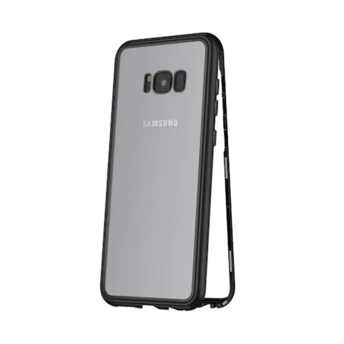 Husa cu bumper magnetic si spate din sticla securizata pentru Galaxy S8 Plus Black
