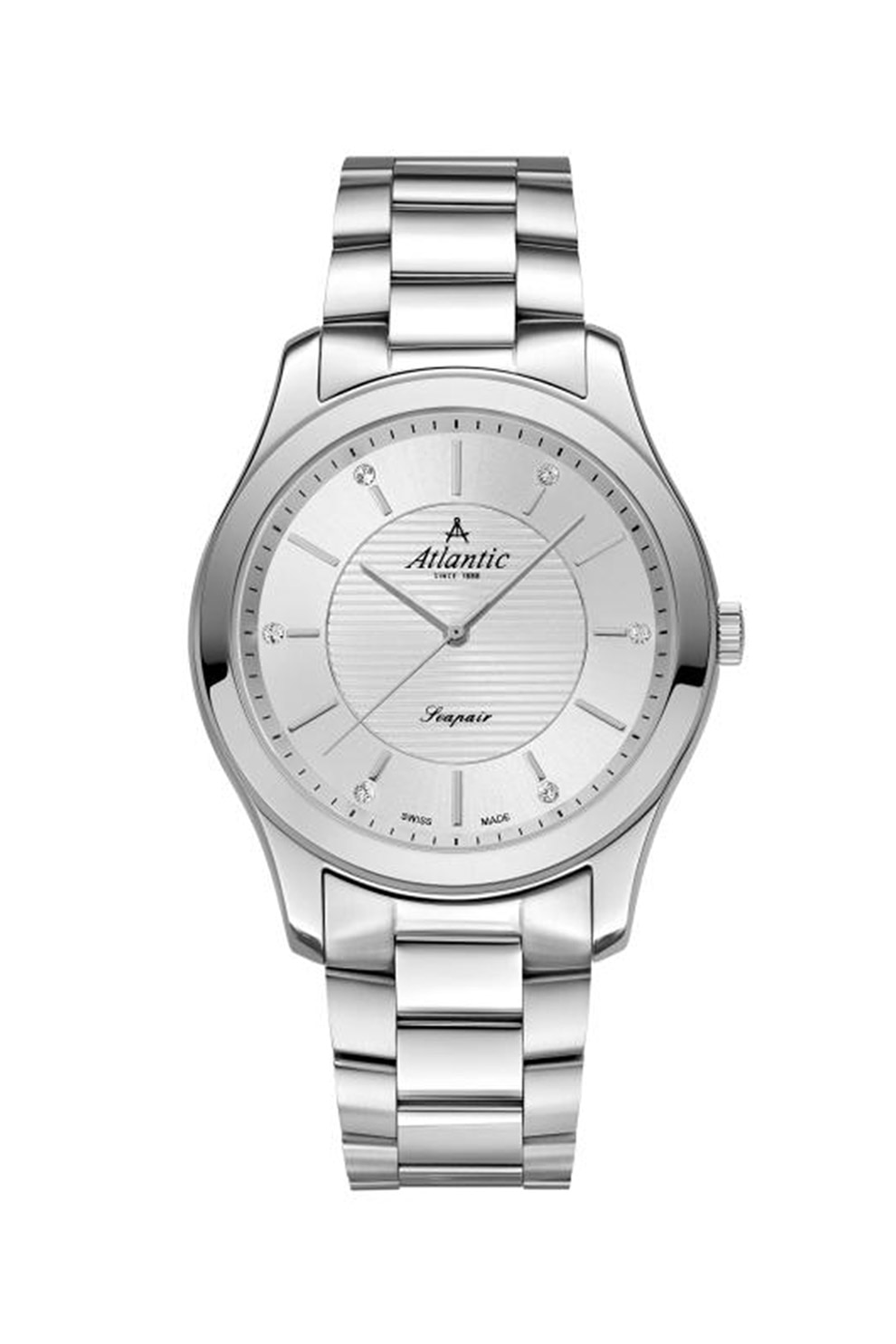 Atlantic, Ceas de otel inoxidabil decorat cu zirconia, Argintiu