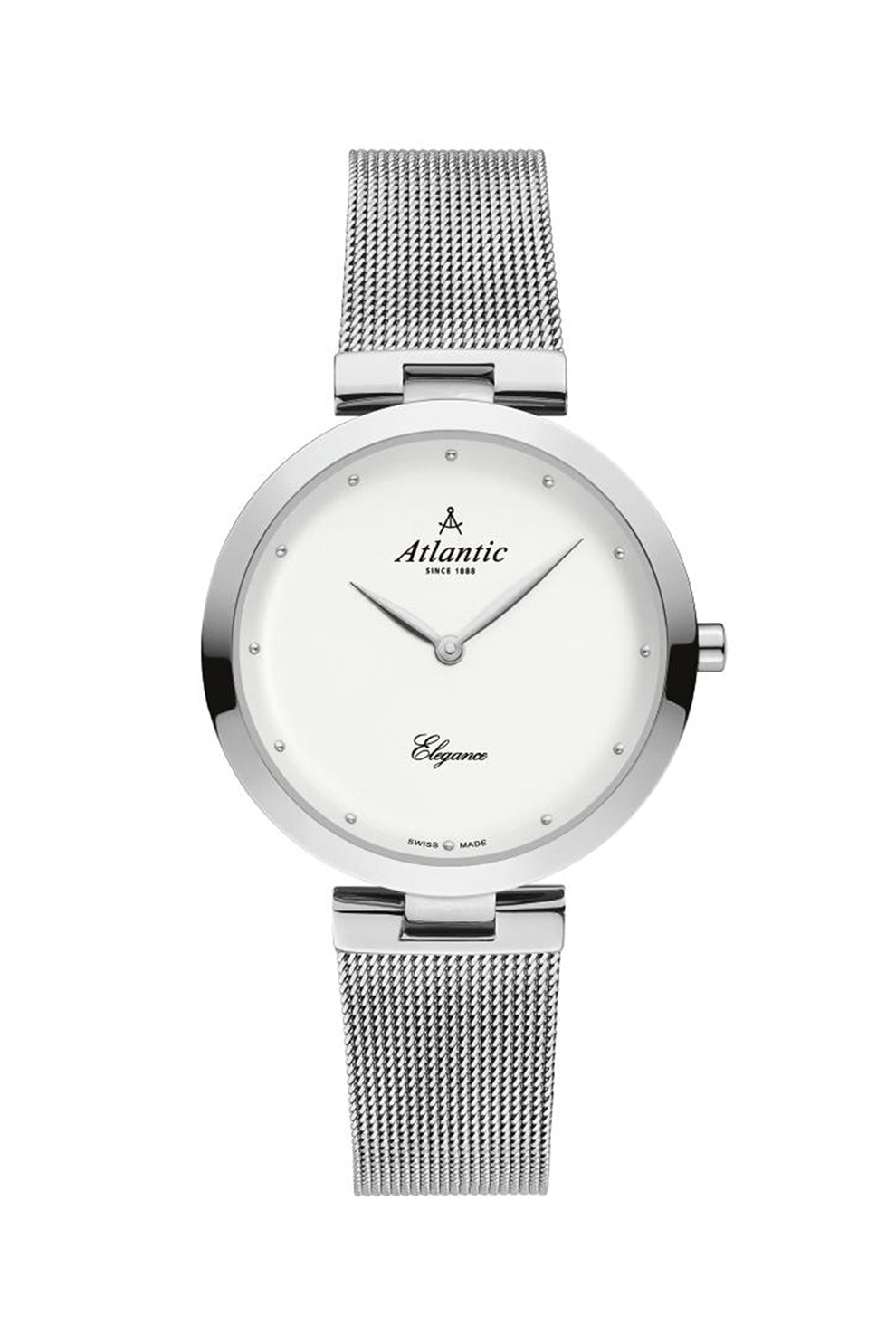 Atlantic, Ceas de otel inoxidabil decorat cu cristale zirconia, Argintiu