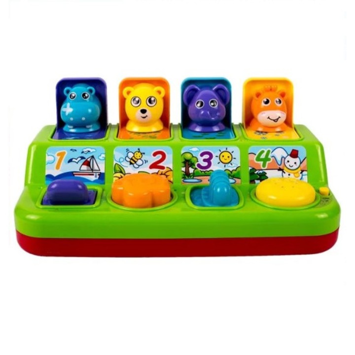 Образователна игра за бебета Pop Up с 4 животни