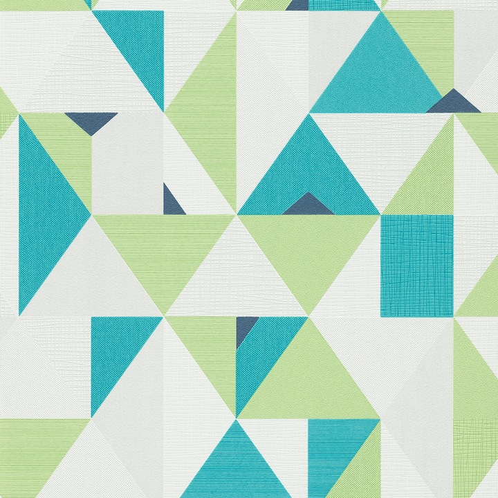 Tapet modern cu model geometric Novara IV 10119-07 verde turoaz 0,53cm x 10m