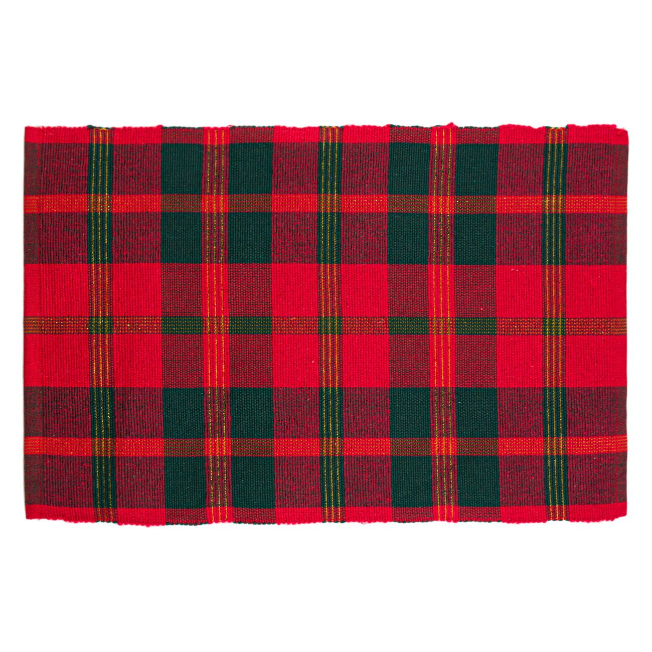 Suport Farfurii, New Line, model de Craciun cu Carouri, 43x30 cm, Rosu/Verde