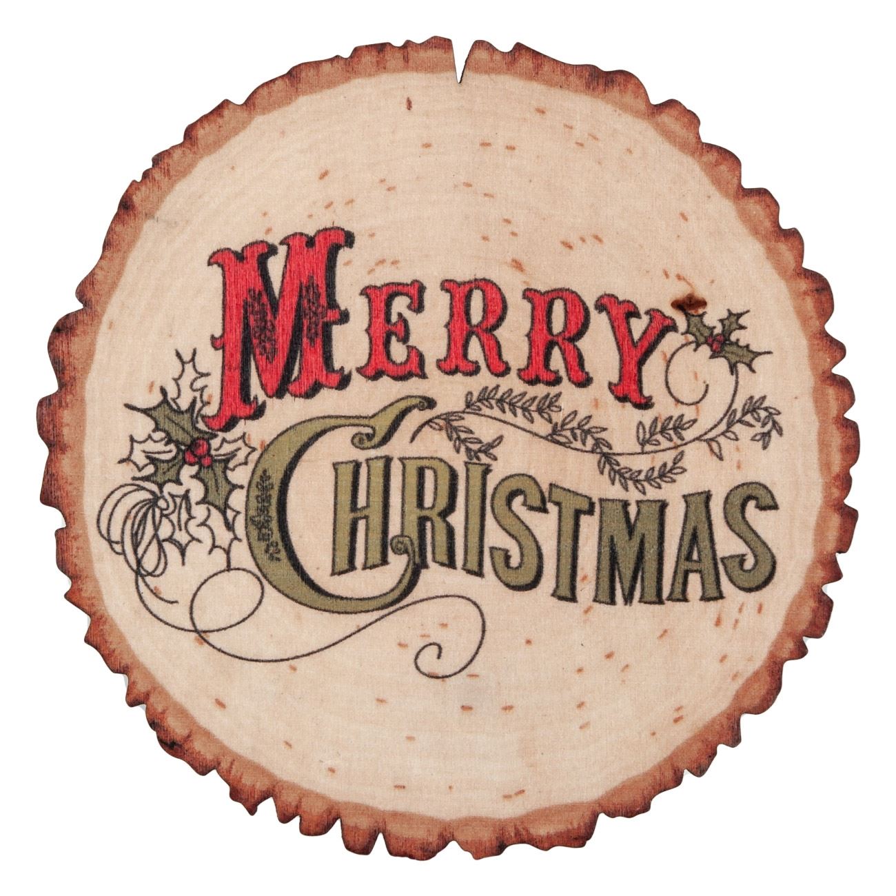 Suport Pahare din Lemn, New Line, Ceramica, model Merry Christmas, 9,5 cm, Bej