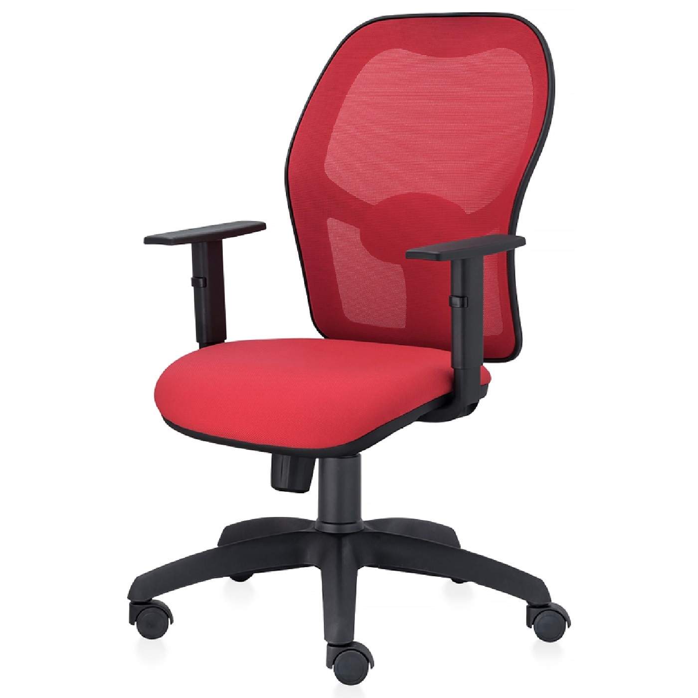 Scaun ergonomic de birou TRAFFIC CHAIRS AERO ECO, tapiterie sezut textil, ROSU, spatar mesh, ROSU, brate reglabile, mecanism multiblock, suport lombar reglabil