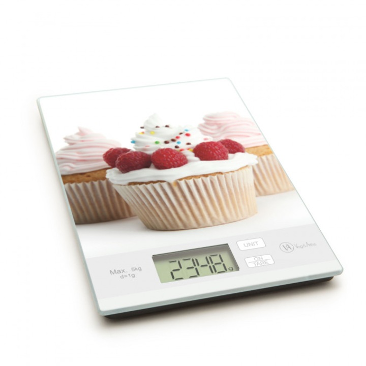 Cantar de bucatarie, model „muffin cu zmeura”, cantarire pana la 5kg