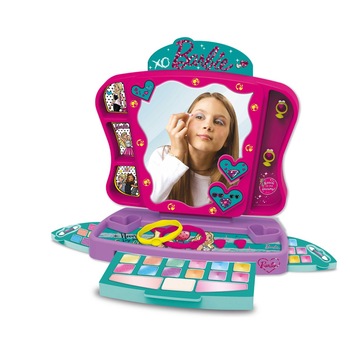 Set infrumusetare, Barbie, oglinda, sertare glisante, 11 farduri, 11 luciu buze, 6 accesorii Set infrumusetare, Barbie, oglinda, sertare glisante, 11 farduri, 11 luciu buze, 6 accesorii