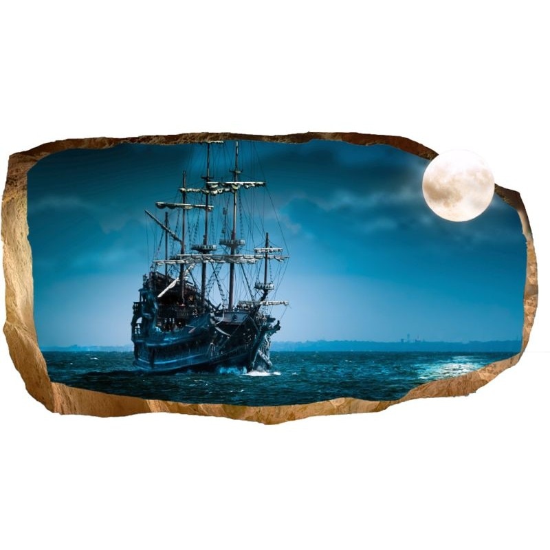 Fototapet 3D Startonight Luna si corabia, luminos in intuneric, 2.20 x 1.20 m
