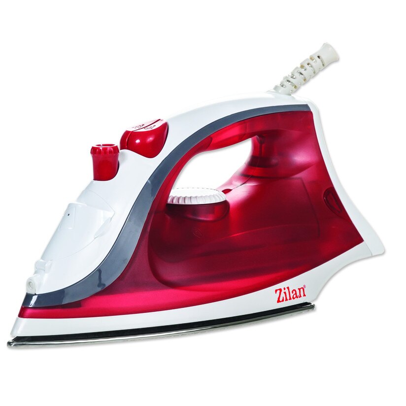 Fier de calcat Zilan 8410, Talpa inox, 2000 W, 120 ml , cablu 1.4 m, Rosu/Alb