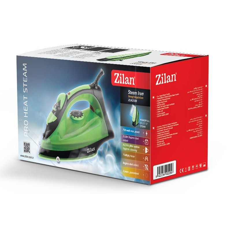 Fier de calcat talpa ceramica ZILAN ZLN-2189, Verde, Putere 2200W, calcare cu aburi si uscata, functie autocuratare