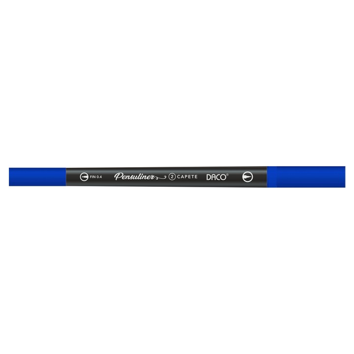 Pix Liner cu Doua Capete Daco Pensuliner, Varf Metalic 0.4 mm si Varf Tip Pensula, Albastru