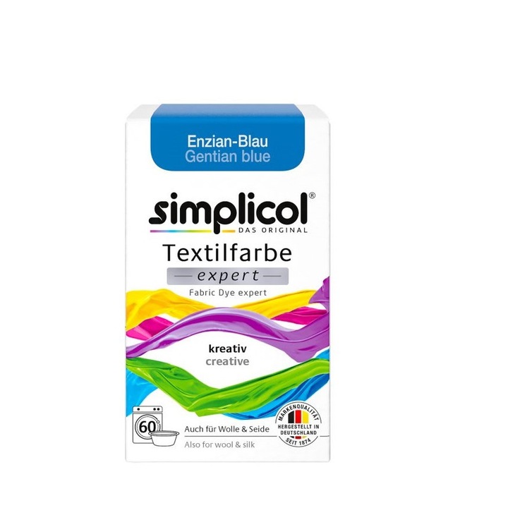 Vopsea pentru materiale textile, Simplicol, Expert, Albastru Gentian, 150 gr