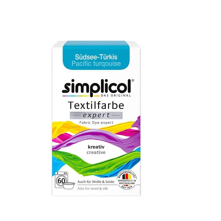 Vopsea pentru materiale textile, Simplicol Expert, Albastru Pacific, 150 gr