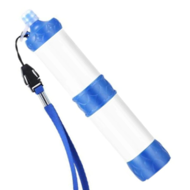 Dispozitiv supravietuire portabil, filtru apa, tip pai, 99.99% ultra-filtrant, cu adaptor pentru sticla, cu aplicatie directa in sport, excursii, militar, vanatoare, camping, supravietuire