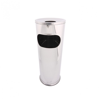 Cos cu scrumiera, inox, diametru 14,5 cm inaltime 56 cm, argintiu Cos cu scrumiera, inox, diametru 14,5 cm inaltime 56 cm, argintiu