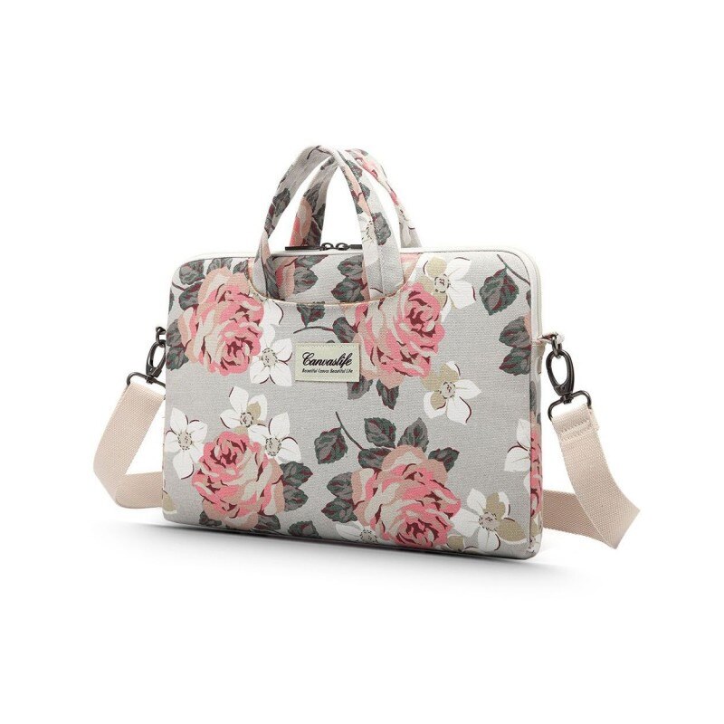 Husa Upzz Tech Briefcase Canvaslife Compatibila Cu Laptop / Macbook 15-16 Inch White Rose