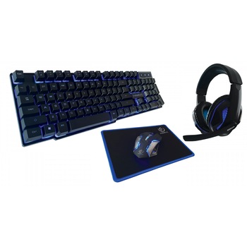 Kit gaming Rebeltec Sherman 4 in 1, tastatura, mouse, casti si mousepad Kit gaming Rebeltec Sherman 4 in 1, tastatura, mouse, casti si mousepad