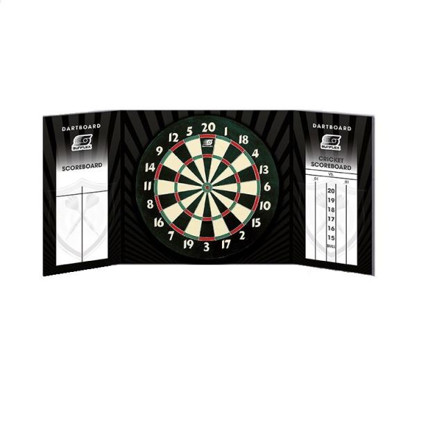 Joc darts Sunflex ALL IN ONE pe suport de hartie, cu cabinet, pentru sageti varf metalic, diametru 44.45cm