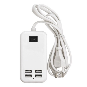Incarcator USB 15W 3A cu cablu MRG L342, USB, 4 porturi, Alb Incarcator USB 15W 3A cu cablu MRG L342, USB, 4 porturi, Alb