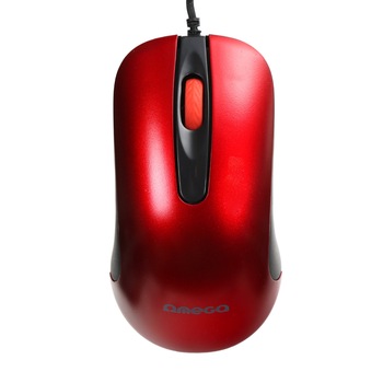 Mouse USB, Omega 45268 OM-520, cu cablu 1.2 m, 3 butoane, 1000 dpi, rosu cu negru Mouse USB, Omega 45268 OM-520, cu cablu 1.2 m, 3 butoane, 1000 dpi, rosu cu negru