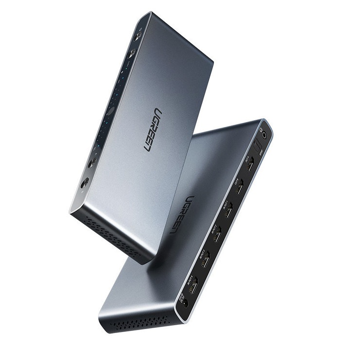 Ugreen Матричен превключвател 4 x HDMI - 2 x HDMI 4K сив сплитер адаптер (CM288)
