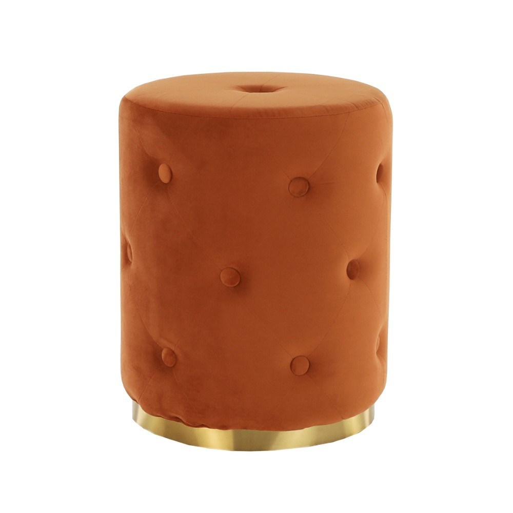 Taburet catifea stil Chesterfield, portocaliu, Alice - Butopea