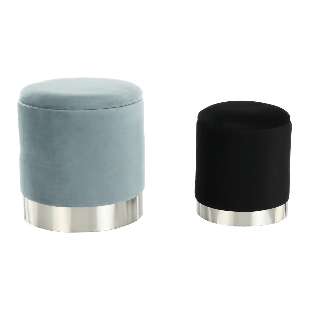 Set de 2 taburet catifea cu spatiu de depozitare, Anneau D'ARGENT - Butopea