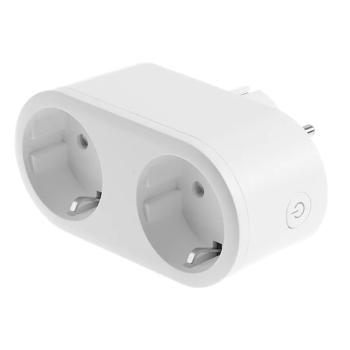 Priza inteligenta, Denver, SHP-200 MK2, 2xCEE7/3, 240 V, 16 A, Wi-Fi, ON/OFF, Alb