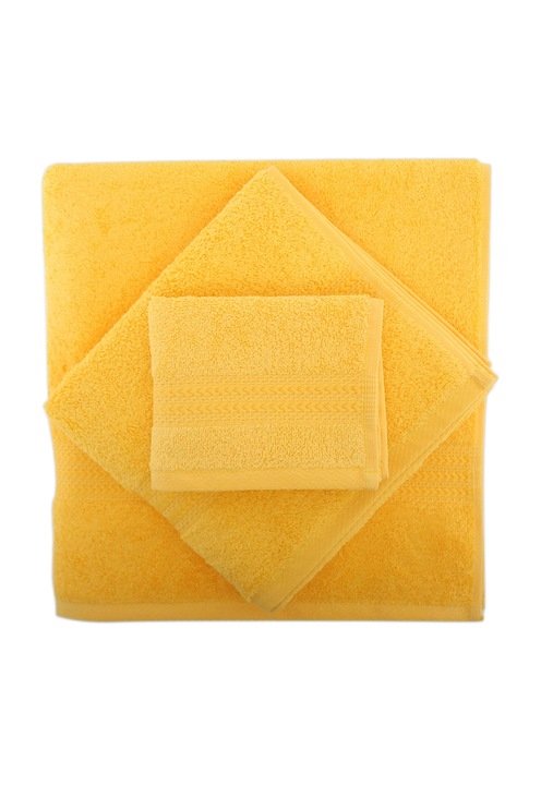 Set 3 prosoape Hobby Rainbow, 100% bumbac, 30 x 50 cm, 50 x 90 cm, 70 x 140 cm, Galben inchis