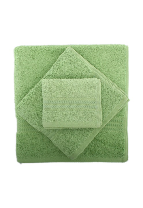 Set 3 prosoape Hobby Rainbow, 100% bumbac, 30 x 50 cm, 50 x 90 cm, 70 x 140 cm, Verde
