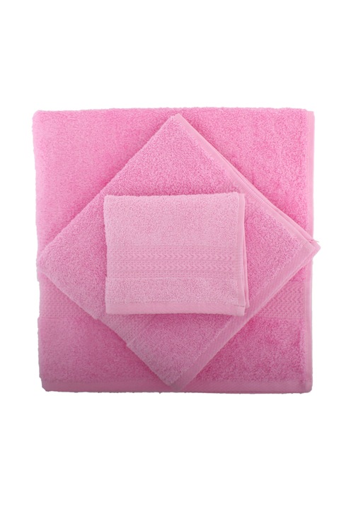 Комплект кърпи Hobby Rainbow, 3 бр, 100% памук, 30 x 50 см, 50 x 90 см, 70 x 140 см, Розов