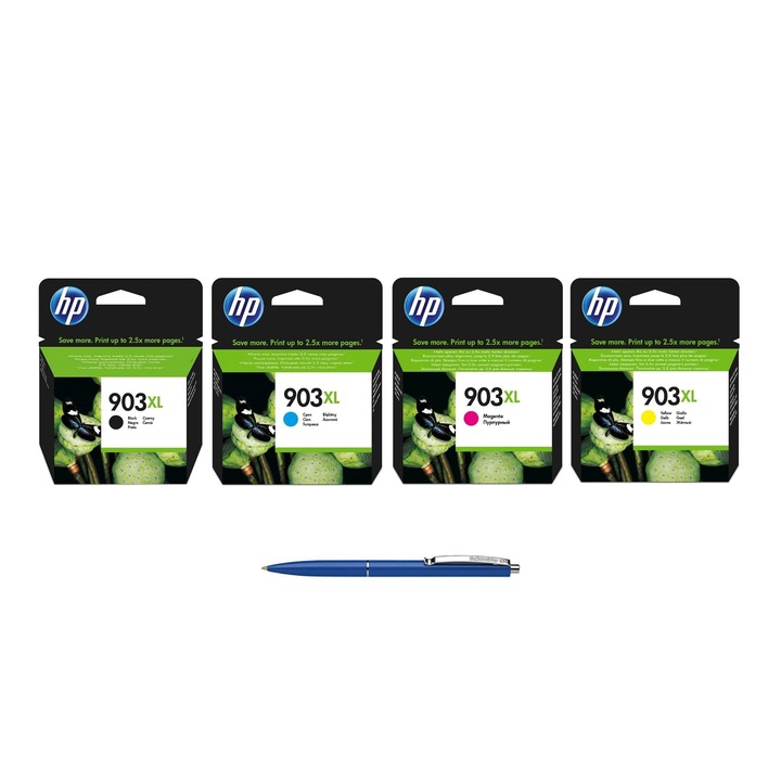 Pachet MAG4U Cartuse Cerneala Originale 1 buc T6M15AE (903XL) Black 1 buc T6M03AE Cyan 1 buc T6M07AE Magenta 1 buc T6M11AE Yellow si Pix Schneider