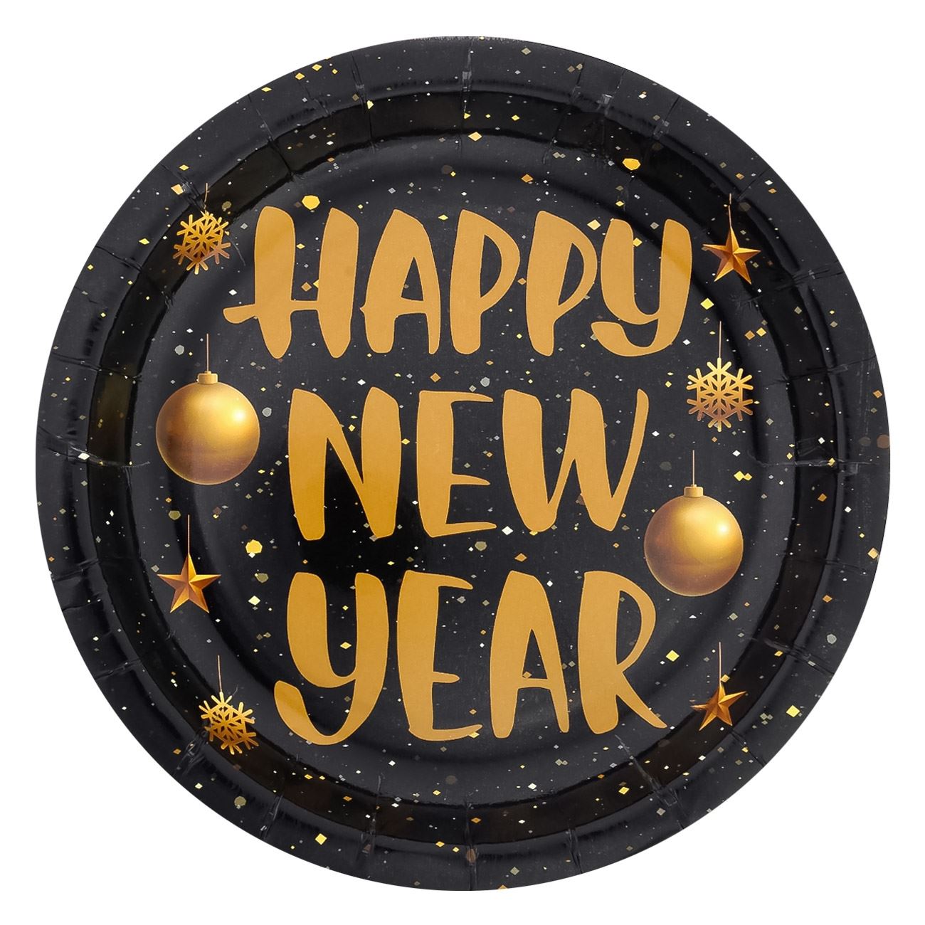 Set farfurii din carton, Zola®, 6 bucati, model Happy New Year, 23 cm