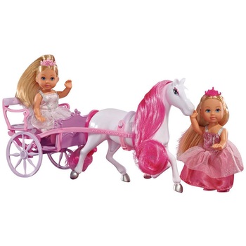 Set Simba Evi Love Romantic Carriage cu 2 papusi 12 cm si caleasca Set Simba Evi Love Romantic Carriage cu 2 papusi 12 cm si caleasca