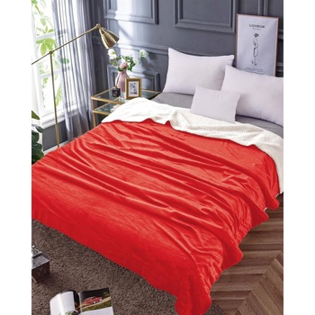 Patura Cocolino Dubla cu Blanita, 200x230 cm, Uni, Rosu Patura Cocolino Dubla cu Blanita, 200x230 cm, Uni, Rosu