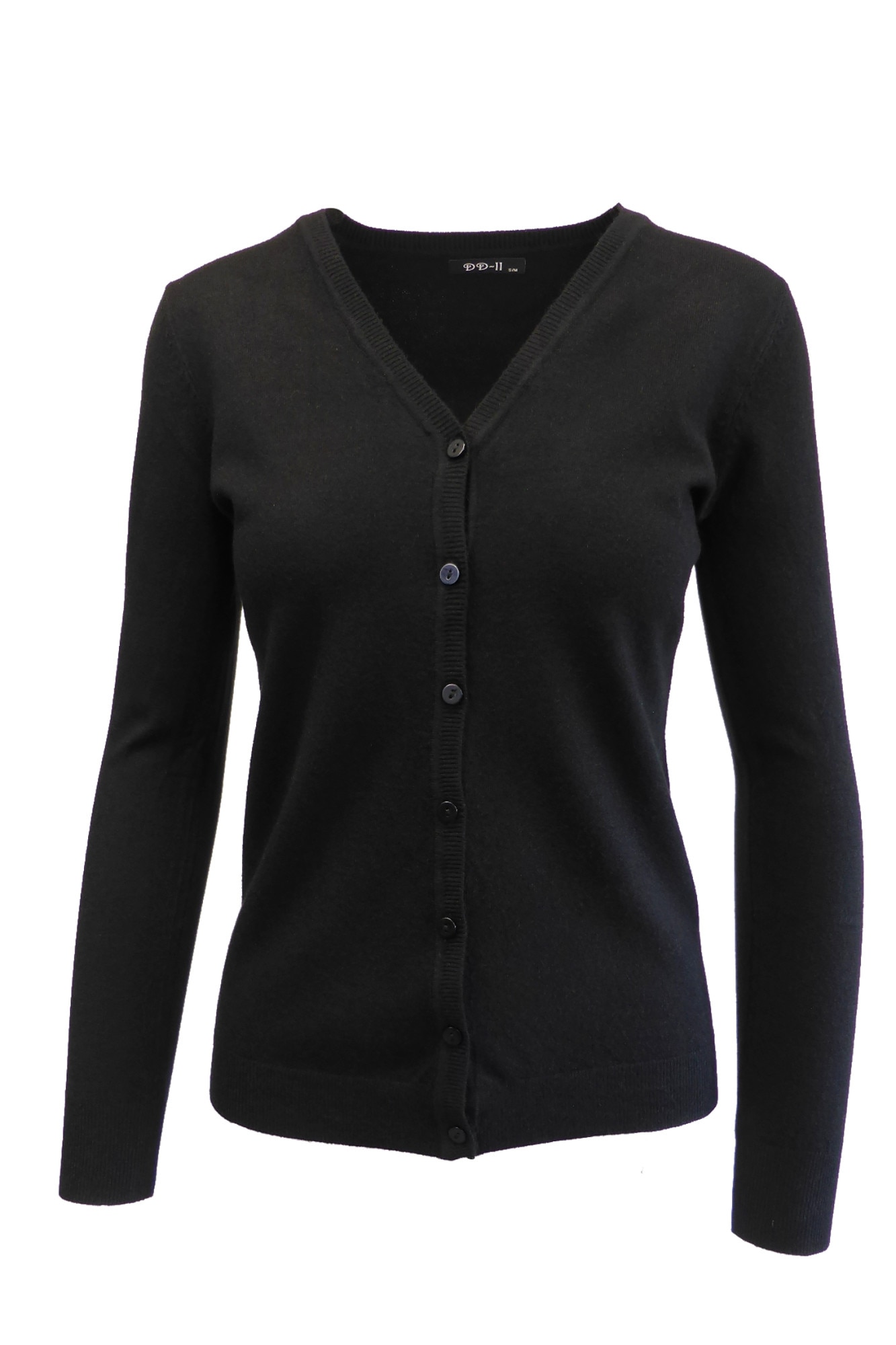 Cardigan, Univers Fashion, tricotat fin, inchidere cu 7 nasturi, negru
