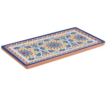 Platou melamina dreptunghiular bej/bleu 53 x 16.2 x 2 cm Platou melamina dreptunghiular bej/bleu 53 x 16.2 x 2 cm