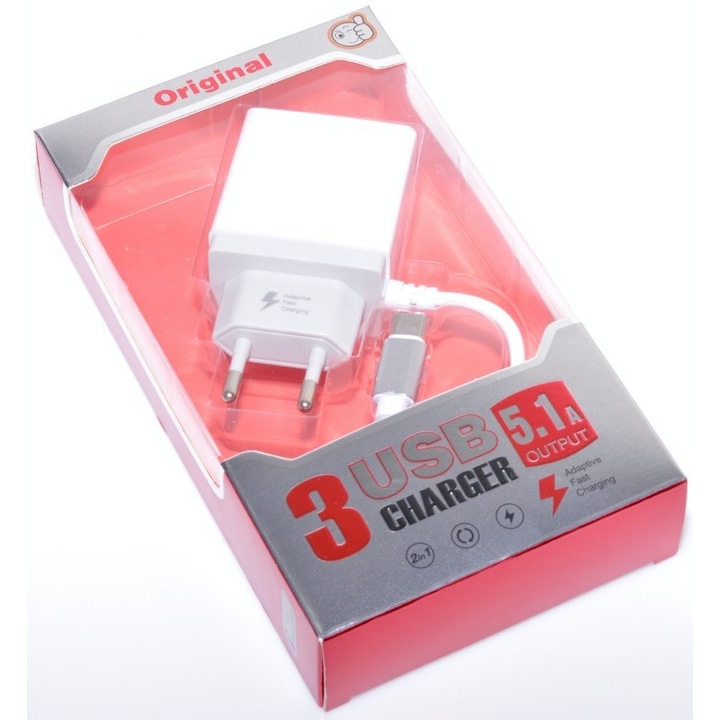 Incarcator retea fast charge micro usb + 3 X USB