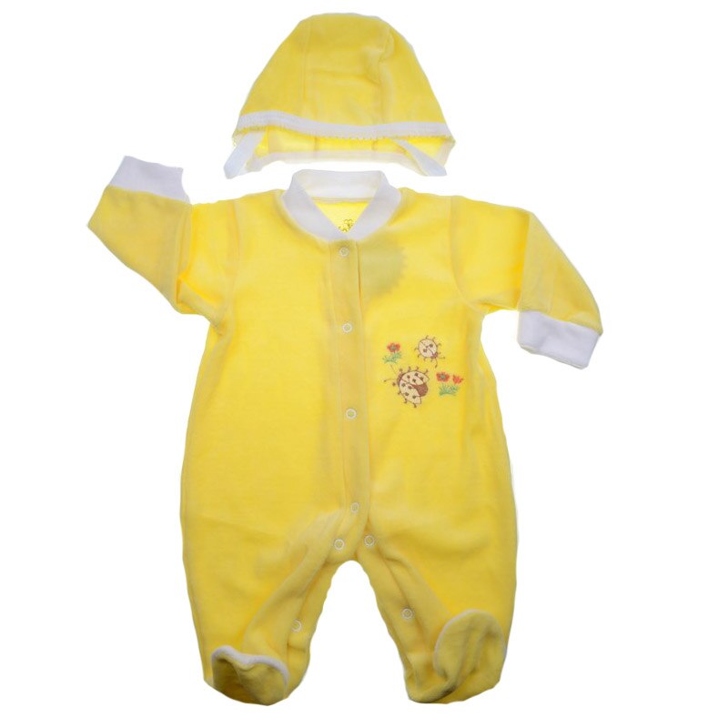 Salopeta cu maneca lunga pentru fete Pifou SLG-1, Galben, 56 cm