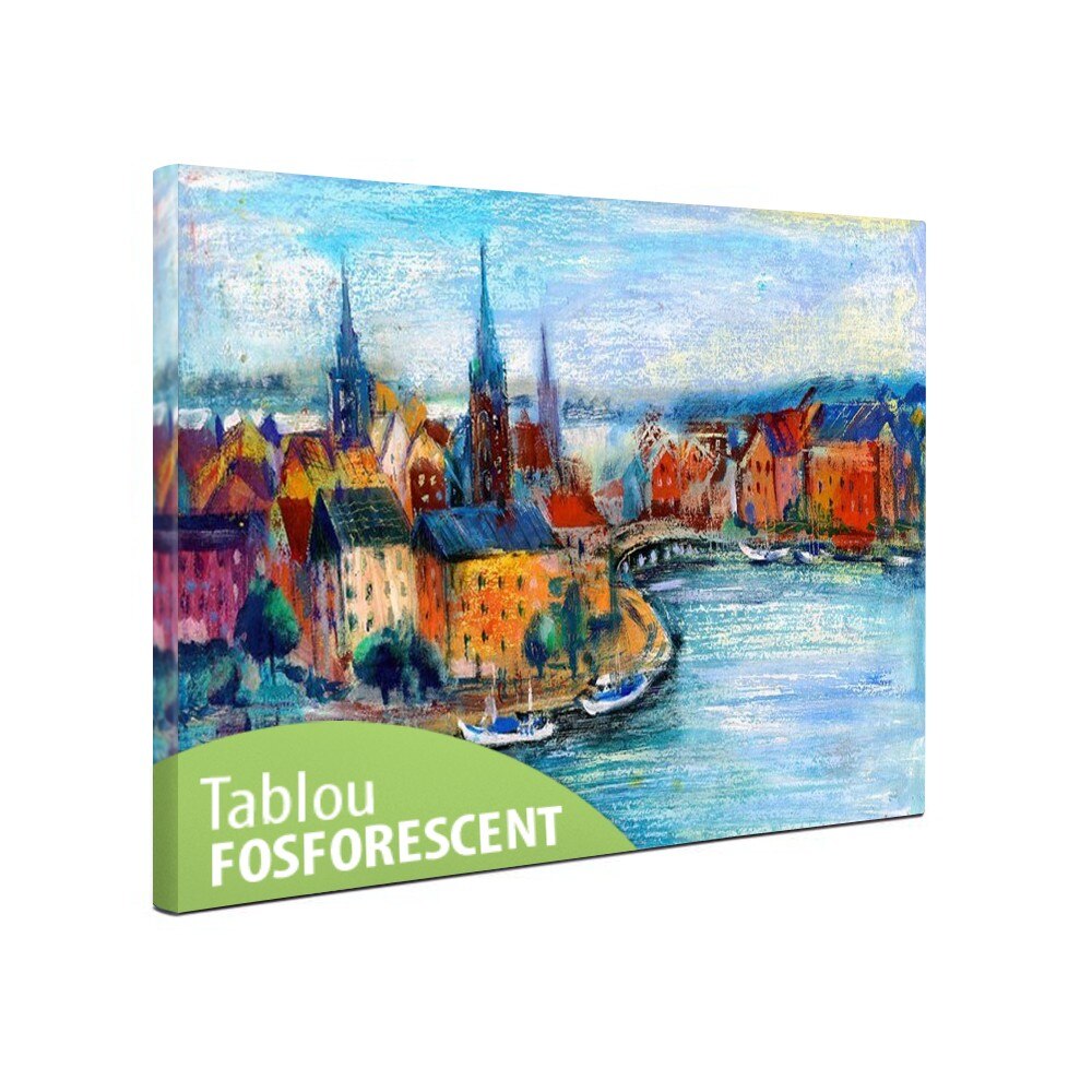 Tablou fosforescent Peisaj urban, 60x40 cm