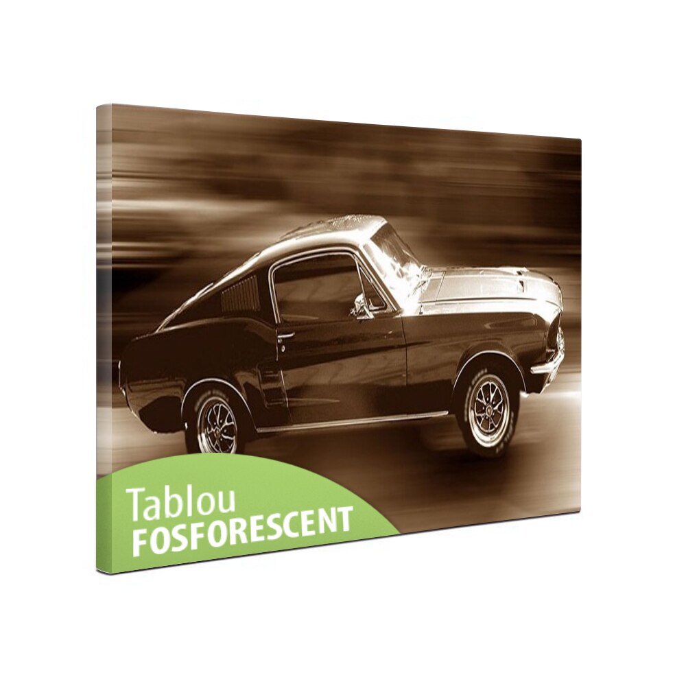 Tablou fosforescent Ford Mustang, 60x30 cm