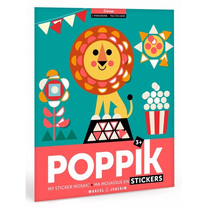 Joc creativ mozaic Circul, cu stickere repozitionabile Poppik