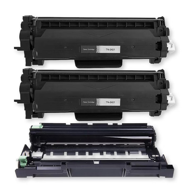 Set 2 catuse TN 2421 cu chip + Unitate de imagine compatibil Brother, DR-2401/TN2421, 12.000 pagini, black Brother DCP L2512D, DCP L2532DW, OCP L2552DN, MFC L2712DN, MFC L2712DW, MFC L2732DW