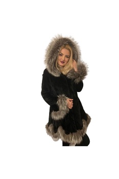 Haina de blana naturala vizon tuns si vulpe argintie ,Concept Furs, negru ,42/44 EU Haina de blana naturala vizon tuns si vulpe argintie ,Concept Furs, negru ,42/44 EU
