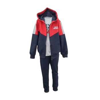 Trening trei piese rosu-bleumarin, pentru baieti, marime 116 cm, varsta 6 ani Trening trei piese rosu-bleumarin, pentru baieti, marime 116 cm, varsta 6 ani